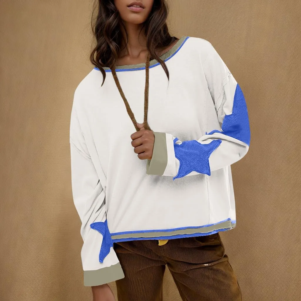 Women Crop Sweatshirts Long Sleeve Trendy Graphic Design Pullover Tops Casual Loose Crewneck Sweatshirt