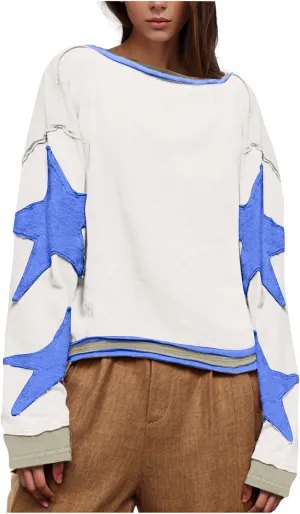 Women Crop Sweatshirts Long Sleeve Trendy Graphic Design Pullover Tops Casual Loose Crewneck Sweatshirt