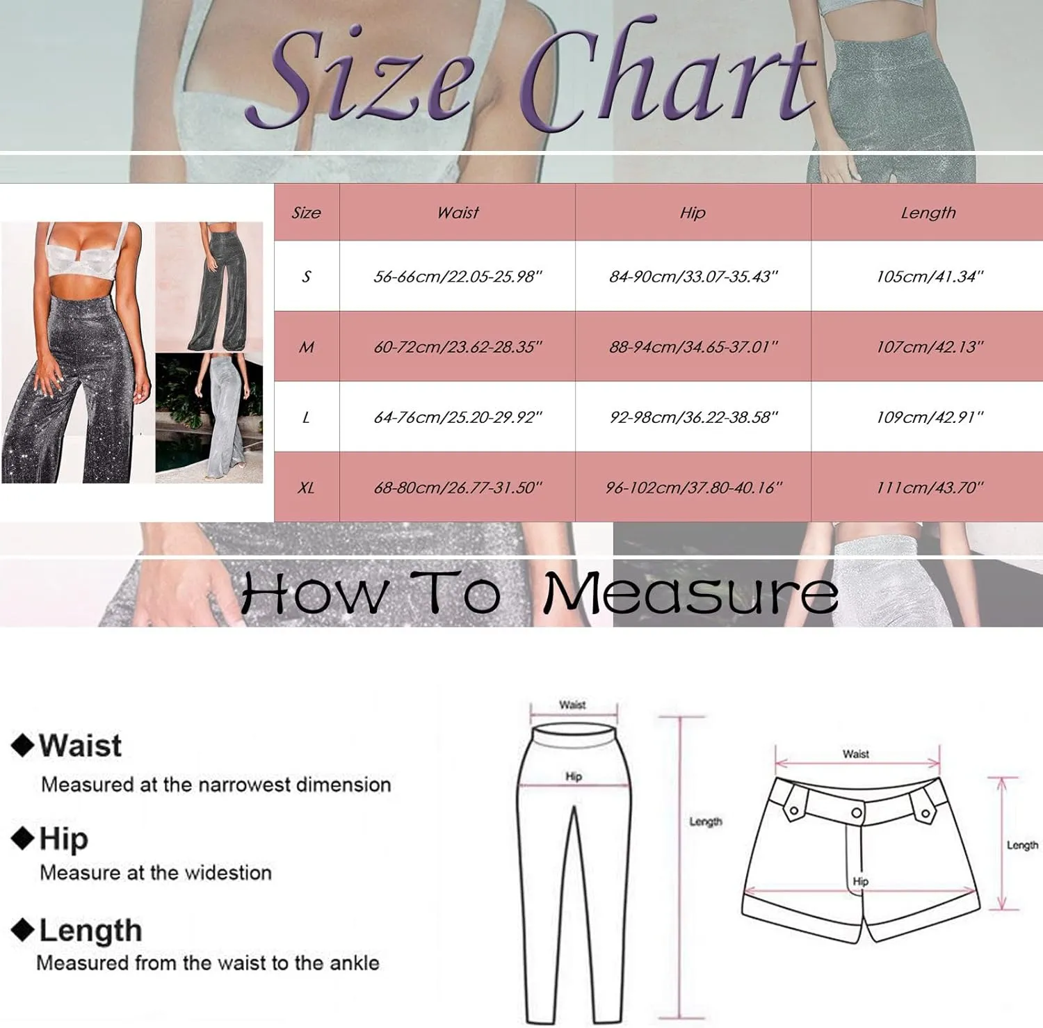 Women Glitter Pants Ladies Silk High Waist Drape Zip Wide Leg Flared Pants Bottom Streetwear Sequin Pants