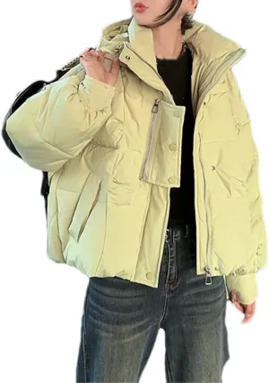 Women Hooded Long Sleeve Zipper Jacket Casual Thicken Warm Pockets Cotton Padded Coat