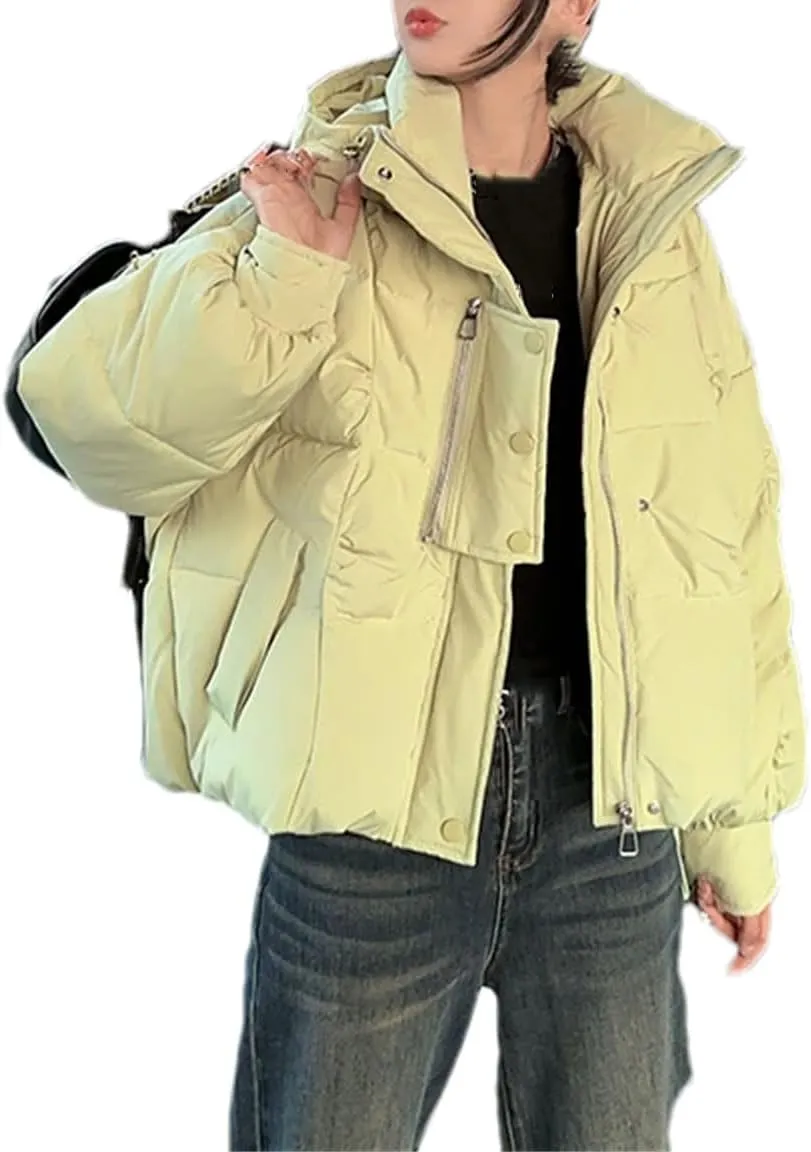 Women Hooded Long Sleeve Zipper Jacket Casual Thicken Warm Pockets Cotton Padded Coat