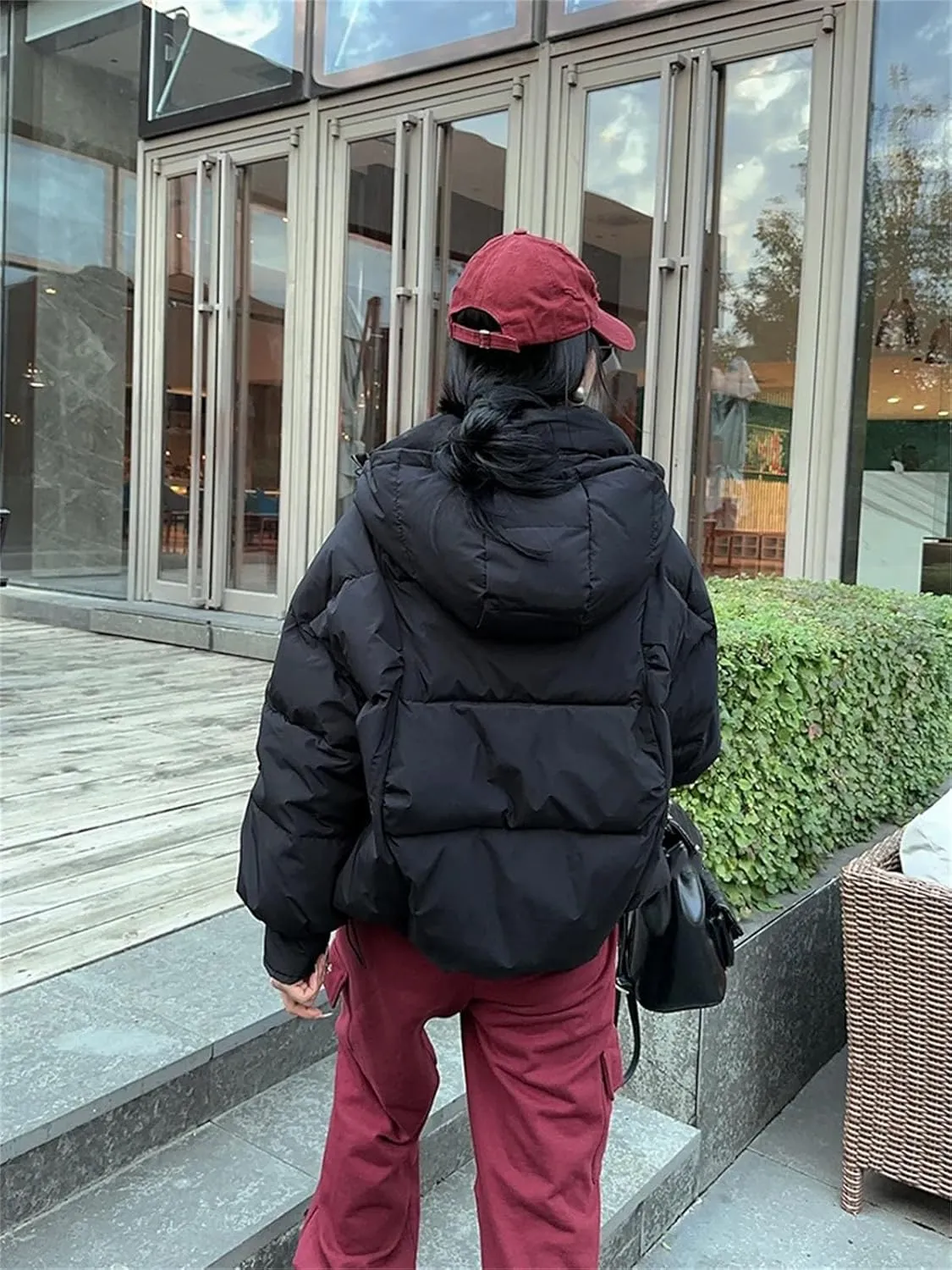 Women Hooded Long Sleeve Zipper Jacket Casual Thicken Warm Pockets Cotton Padded Coat
