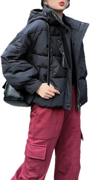 Women Hooded Long Sleeve Zipper Jacket Casual Thicken Warm Pockets Cotton Padded Coat