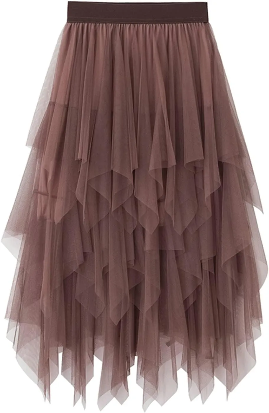 Women Mesh Midi Skirt Multilayer Pleated High Waist Lace Ballet Prom Party Tulle Tutu A-line Long Skirts