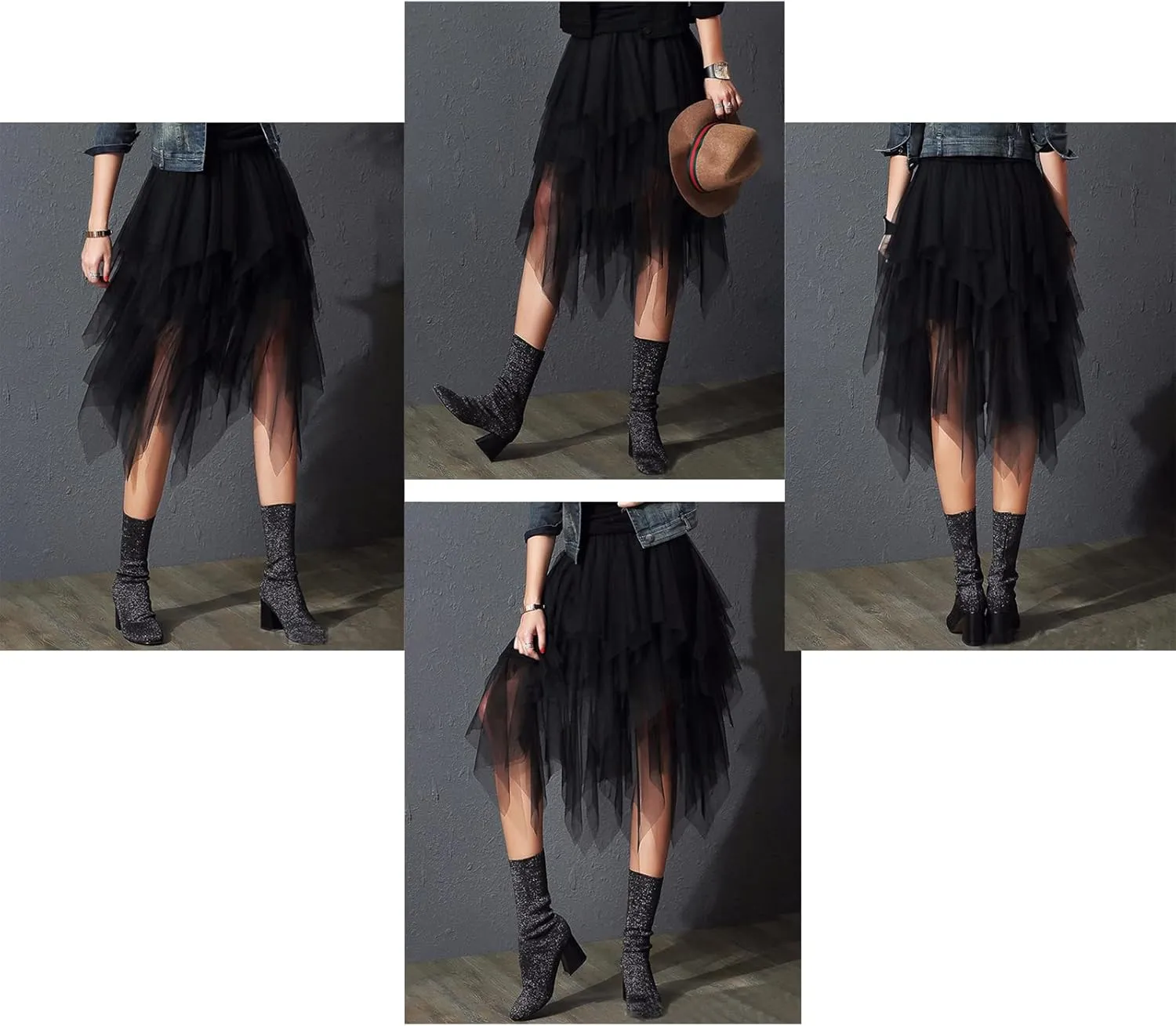 Women Mesh Midi Skirt Multilayer Pleated High Waist Lace Ballet Prom Party Tulle Tutu A-line Long Skirts
