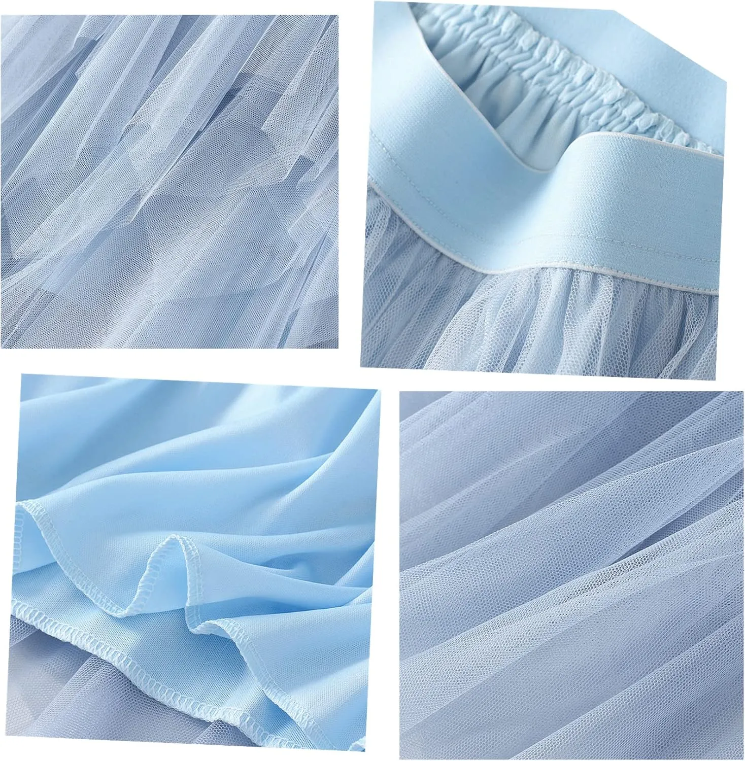 Women Mesh Midi Skirt Multilayer Pleated High Waist Lace Ballet Prom Party Tulle Tutu A-line Long Skirts