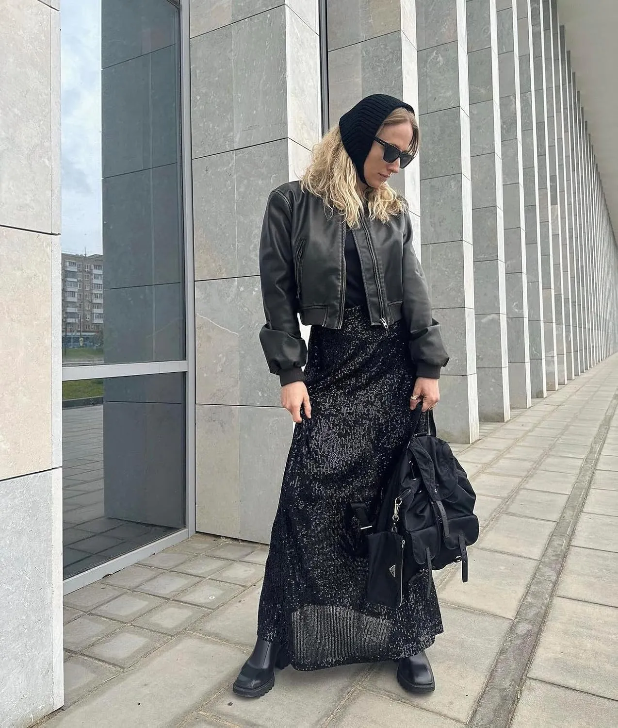 Women Sequin Maxi Skirt Set Glitter Shiny Long Sleeve Crop Top Sparkly Long Skirt Suit Party Bling Concert Outfits