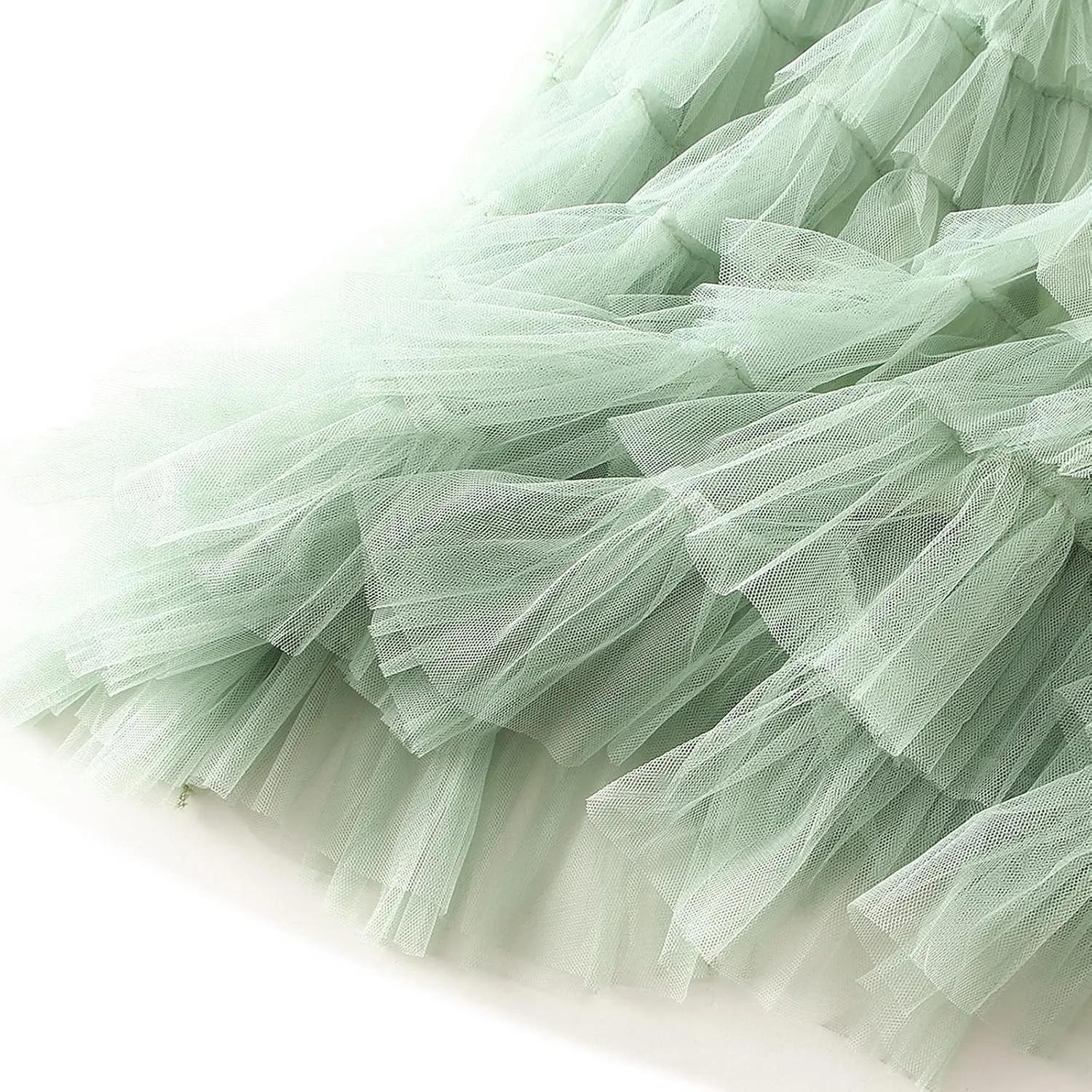 Women Tulle Long Skirt High Waist Layered Mesh Maxi Skirt Tutu Fairy A Line Midi Skirts Tiered Petticoat