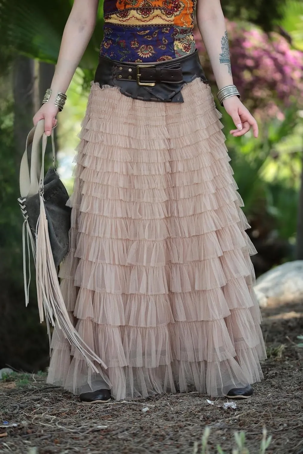 Women Tulle Long Skirt High Waist Layered Mesh Maxi Skirt Tutu Fairy A Line Midi Skirts Tiered Petticoat