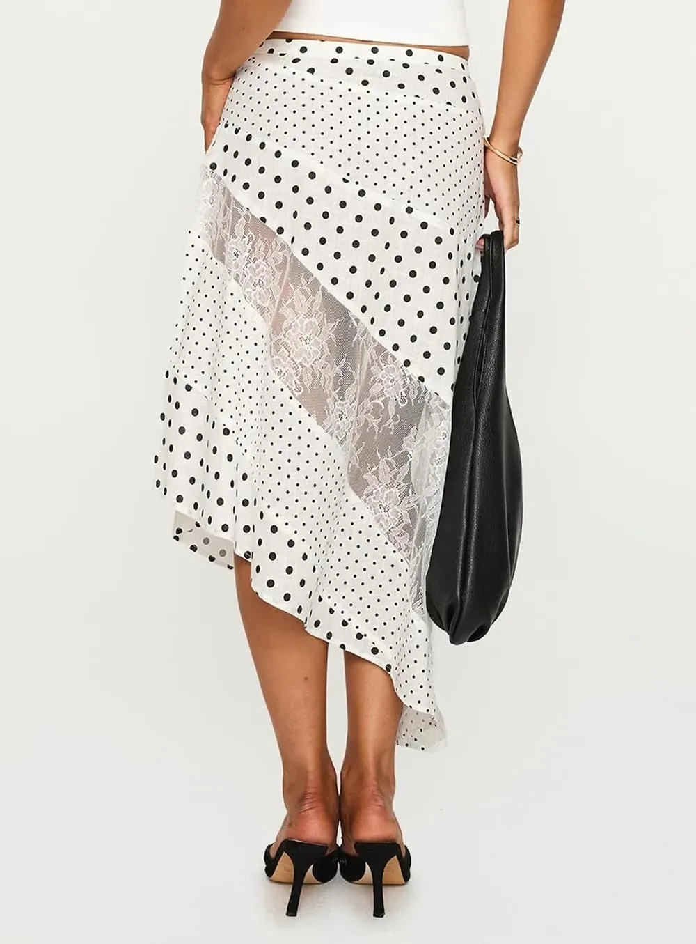 Women Y2K Ruffle Layered Maxi Skirt Elastic Waist Asymmetrical Hem Lace Trim A-line Long Skirt Holiday Vacation