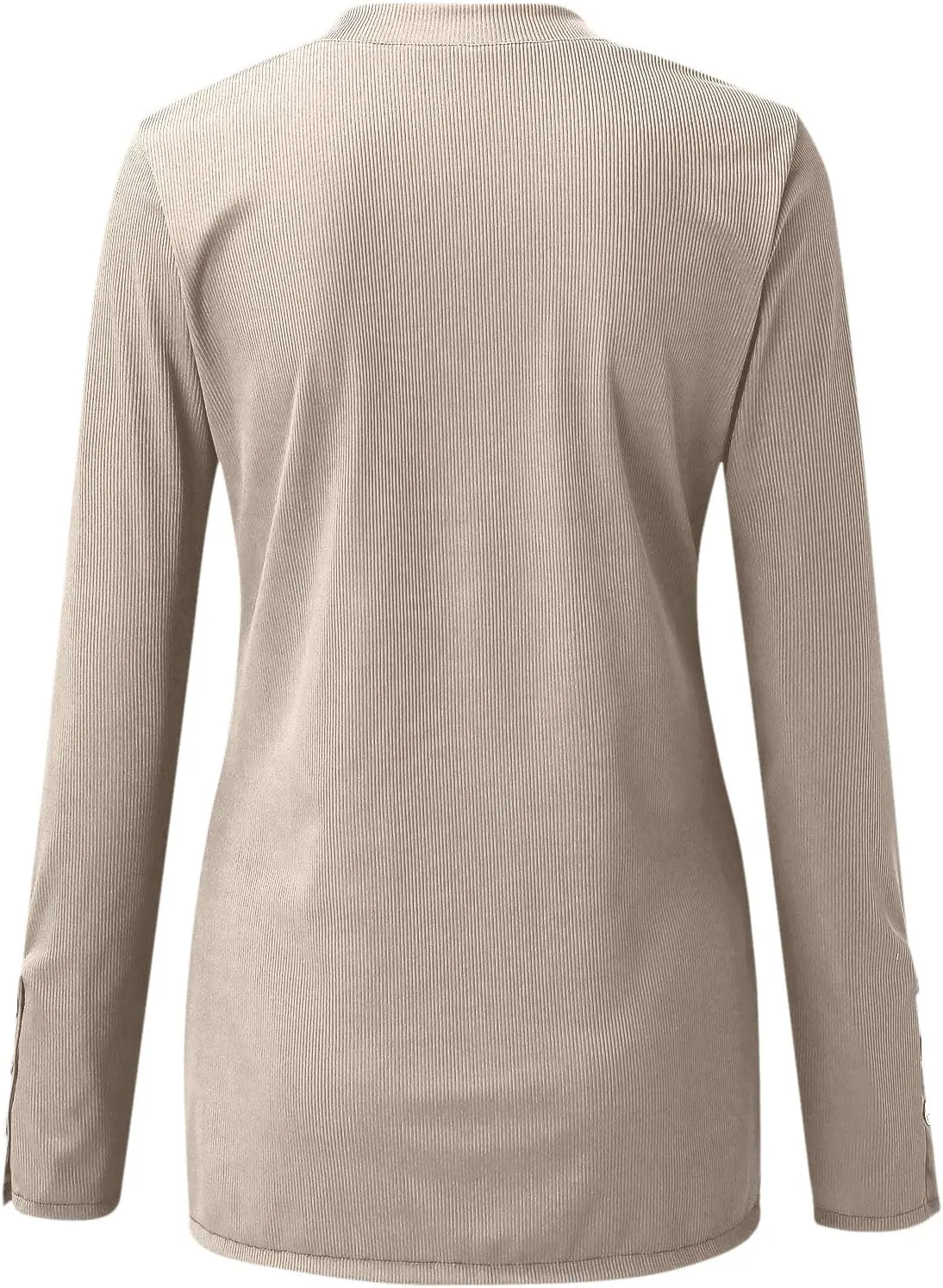 Women's 2023 Fall Long Sleeve Henley T Shirts Button Down Slim Fitted Tops Scoop Neck Ribbed Knit Casual Basic Shirts