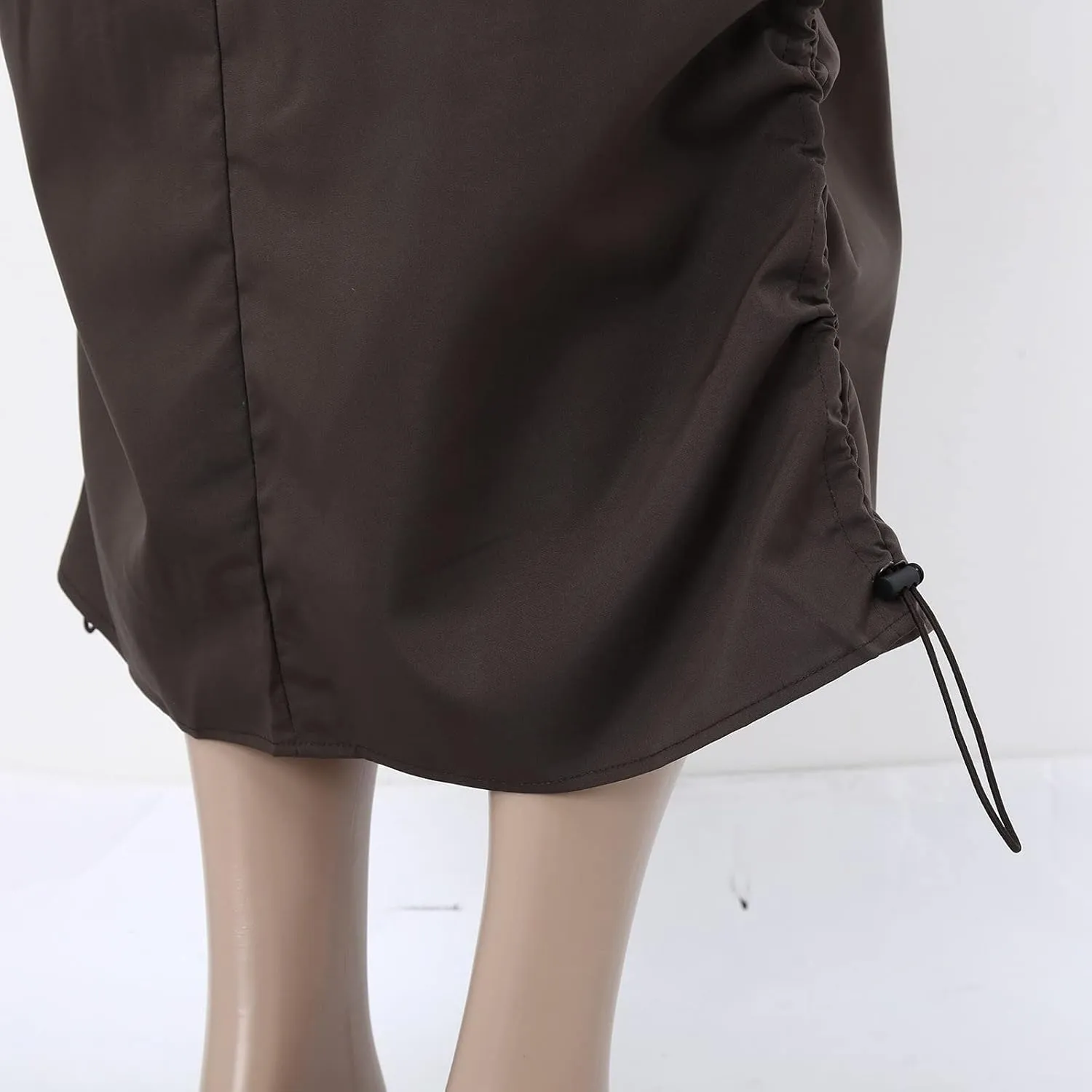 Women's Basic Pencil Skirts Women's Loose Casual Quick Drying Pleated Drawcord Work Suit Split Skirt Midi Skirt