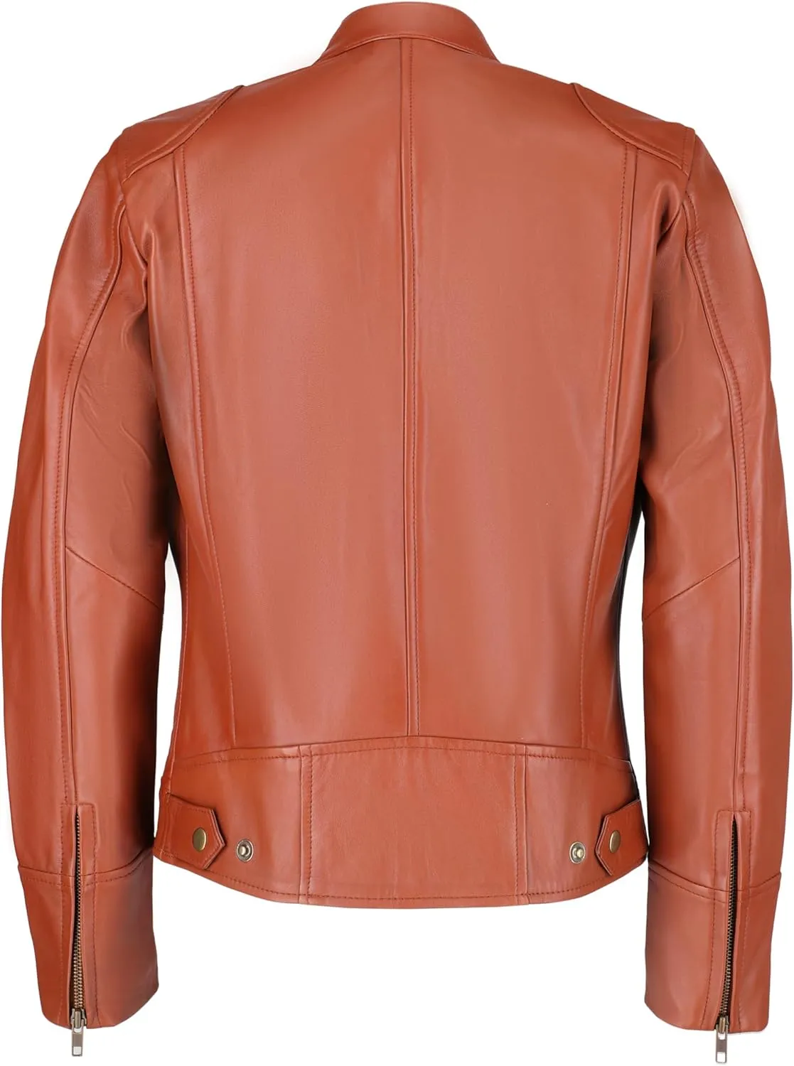 Women's Black Real Leather Moto Jacket | Soft Cafe Racer Lambskin Jacket