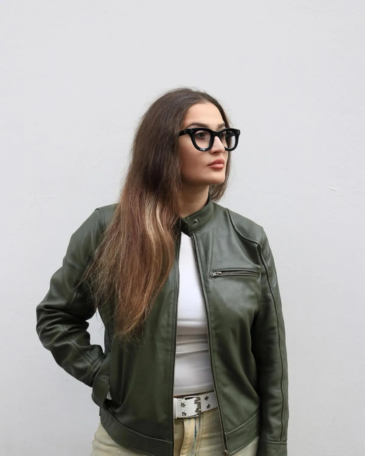 Women's Black Real Leather Moto Jacket | Soft Cafe Racer Lambskin Jacket