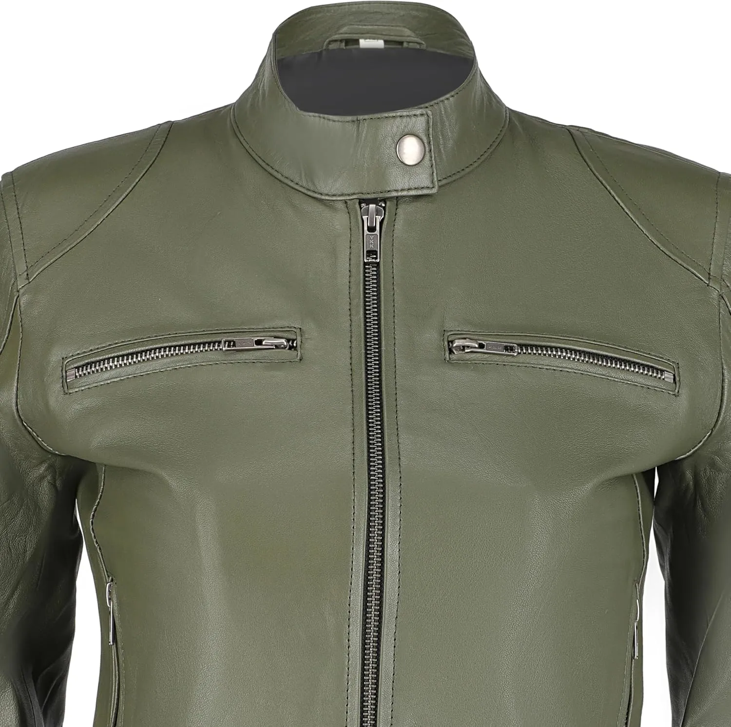 Women's Black Real Leather Moto Jacket | Soft Cafe Racer Lambskin Jacket