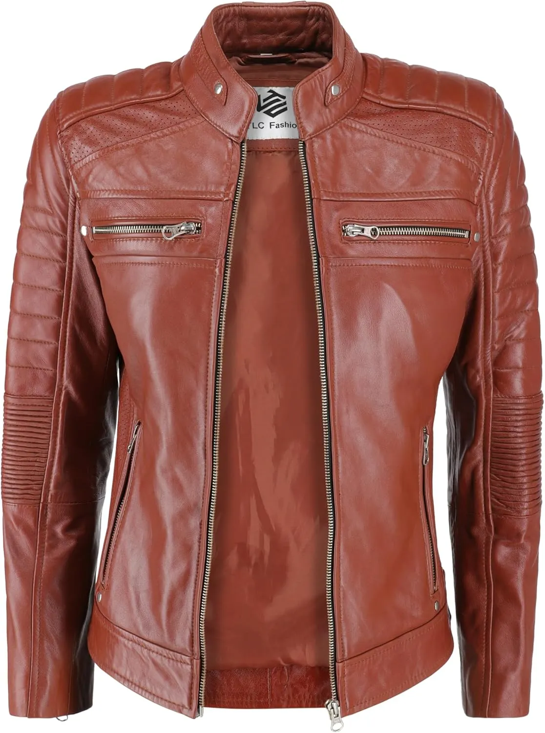 Women's Black Real Leather Moto Jacket | Soft Cafe Racer Lambskin Jacket