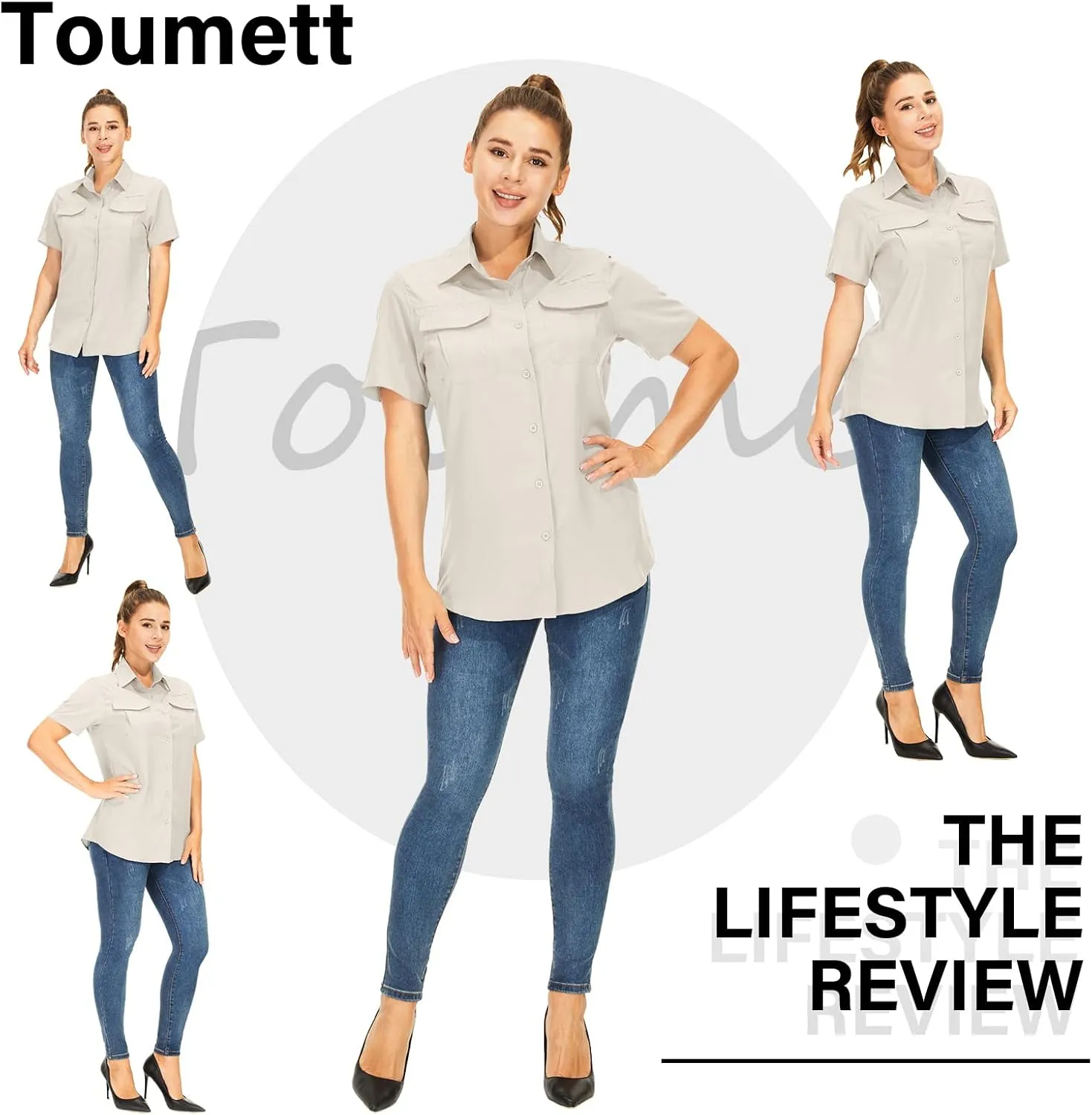 Women's Button Down Shirts UPF 50  Short Sleeve Sun Protection Shirts Stretch Quick Dry Shirt for Fishing, Hiking, Travel