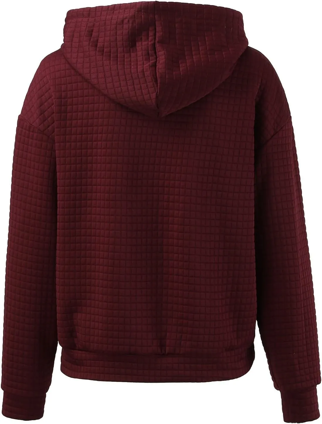 Womens Hoodies Casual Long Sleeve Waffle Knit Hooded Sweatshirts Solid Color Drawstring Pullover Sweaters Warm Tops