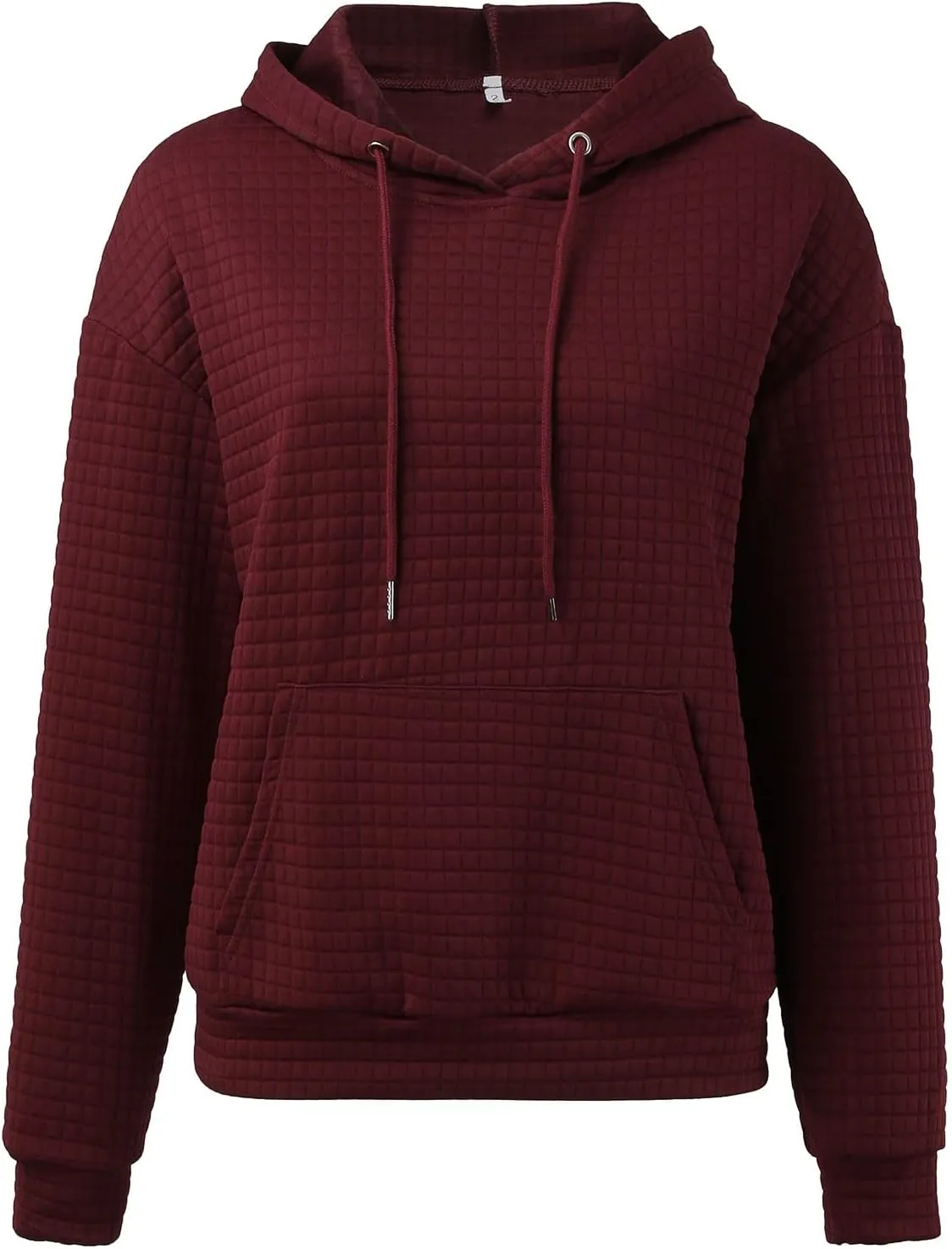 Womens Hoodies Casual Long Sleeve Waffle Knit Hooded Sweatshirts Solid Color Drawstring Pullover Sweaters Warm Tops
