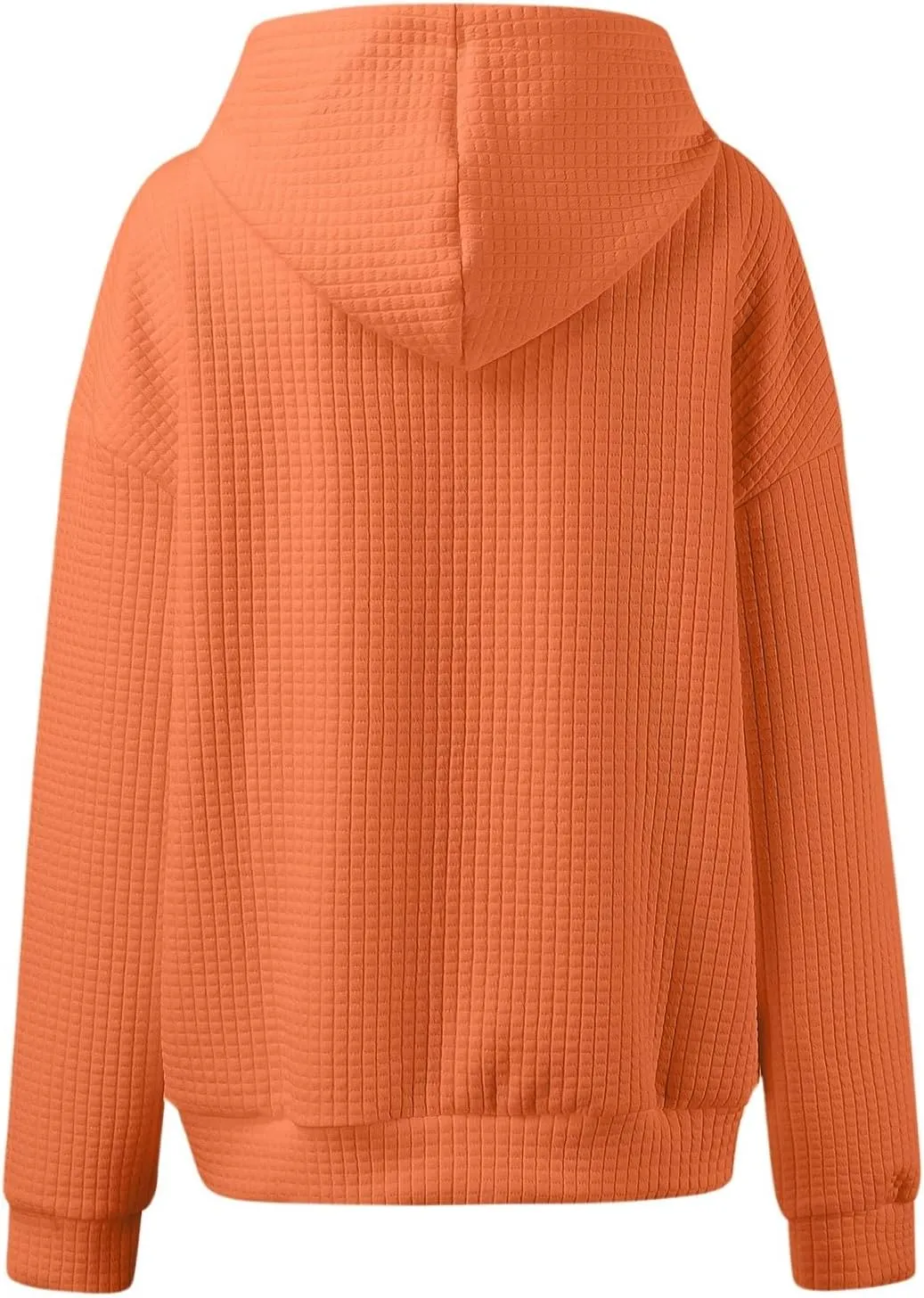 Womens Hoodies Casual Long Sleeve Waffle Knit Hooded Sweatshirts Solid Color Drawstring Pullover Sweaters Warm Tops