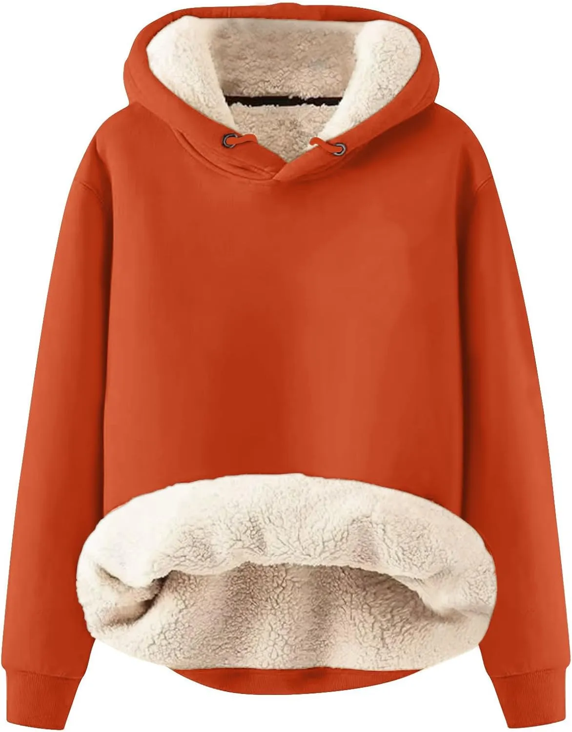 Womens Hoodies Winter Warm Sherpa Lined Sweatshirts Casual Thick Long Sleeve Pullover Hooded Sweatshirt Tops