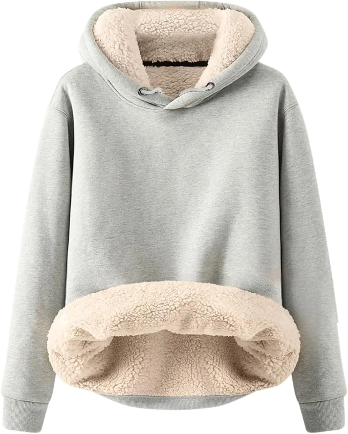 Womens Hoodies Winter Warm Sherpa Lined Sweatshirts Casual Thick Long Sleeve Pullover Hooded Sweatshirt Tops