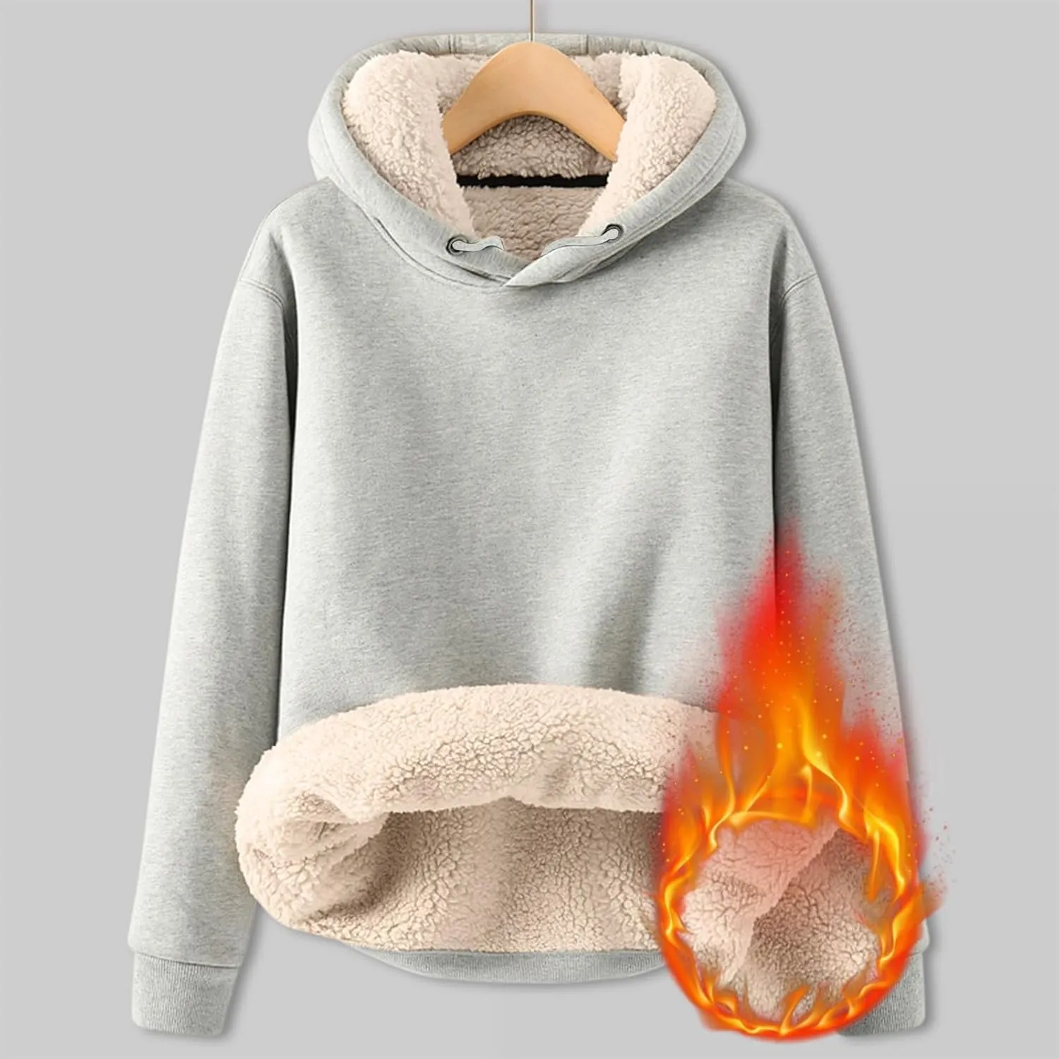 Womens Hoodies Winter Warm Sherpa Lined Sweatshirts Casual Thick Long Sleeve Pullover Hooded Sweatshirt Tops