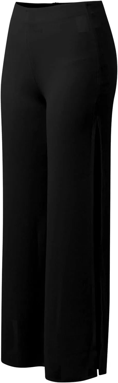 Women's Lightweight Chiffon High Elastic Waist Flowing Trousers Flared Straight Leg Business Casual Pants for