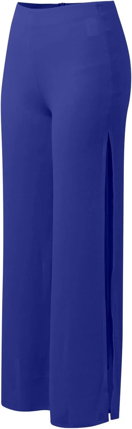 Women's Lightweight Chiffon High Elastic Waist Flowing Trousers Flared Straight Leg Business Casual Pants for