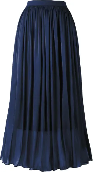 Women's Metallic Shiny Maxi Skirts Lightweight Silky Flowy Skirt for Summer Beach Holiday