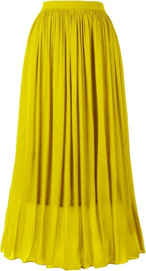 Women's Metallic Shiny Maxi Skirts Lightweight Silky Flowy Skirt for Summer Beach Holiday