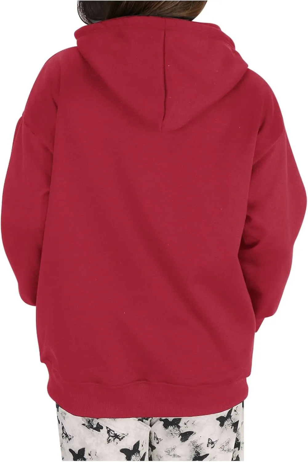 Women's Oversized Hoodies Long Sleeve Simple Solid Color Hooded Pullover Trendy Fleece Sweatshirts with Pocket