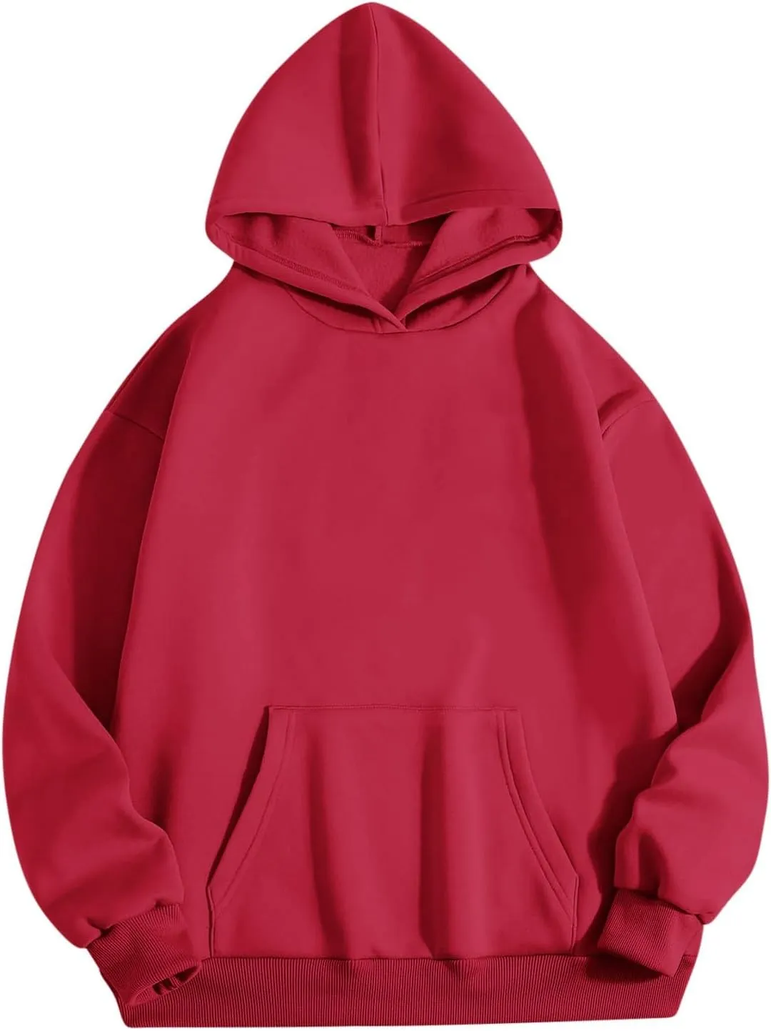 Women's Oversized Hoodies Long Sleeve Simple Solid Color Hooded Pullover Trendy Fleece Sweatshirts with Pocket