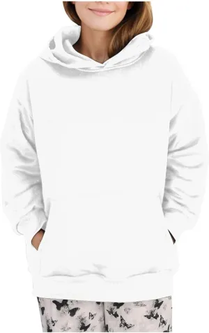 Women's Oversized Hoodies Long Sleeve Simple Solid Color Hooded Pullover Trendy Fleece Sweatshirts with Pocket