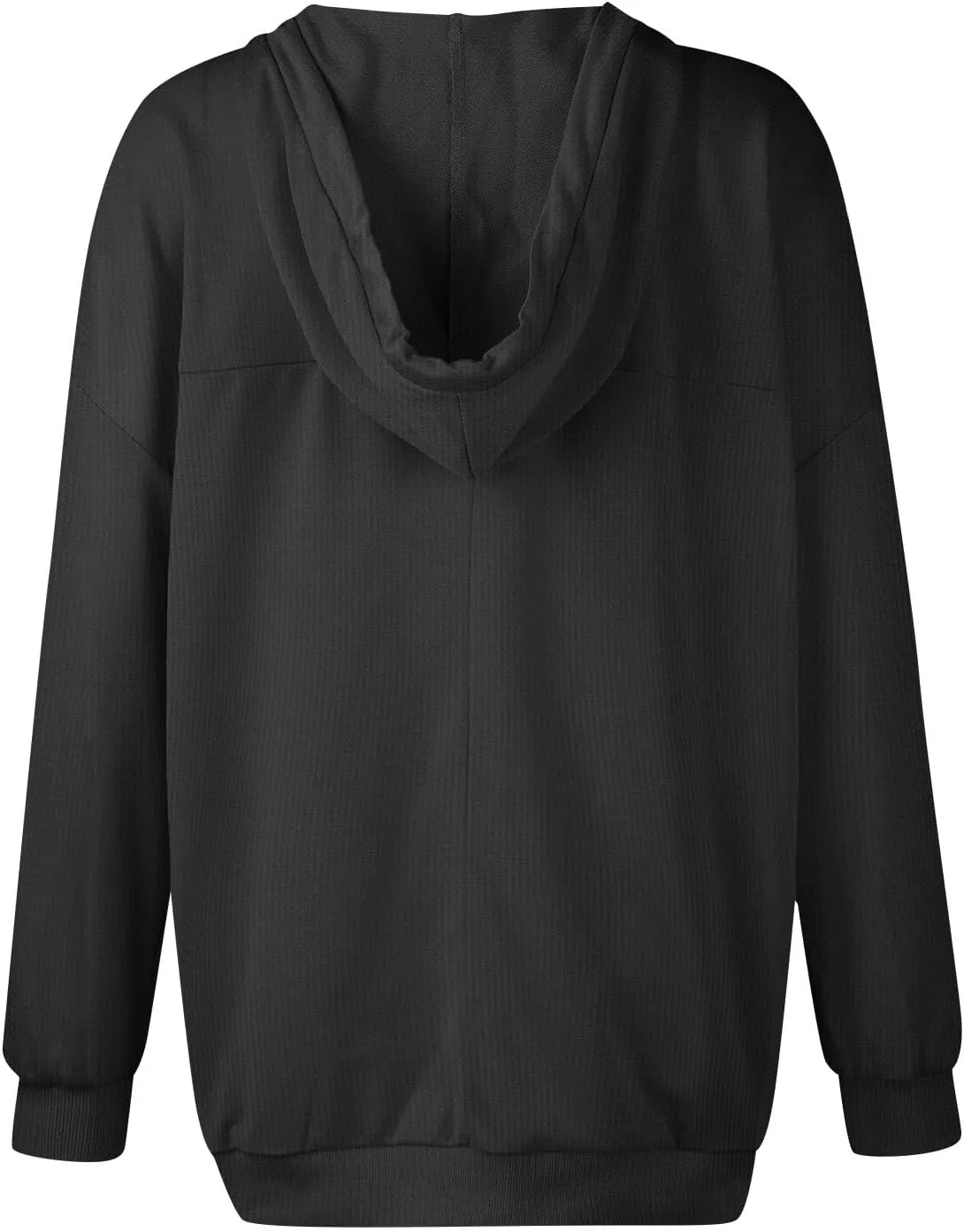 Womens Oversized Sweatshirt V Neck Hoodies Casual Drawstring Hooded Pullover Top Waffle Long Sleeve Workout Tops