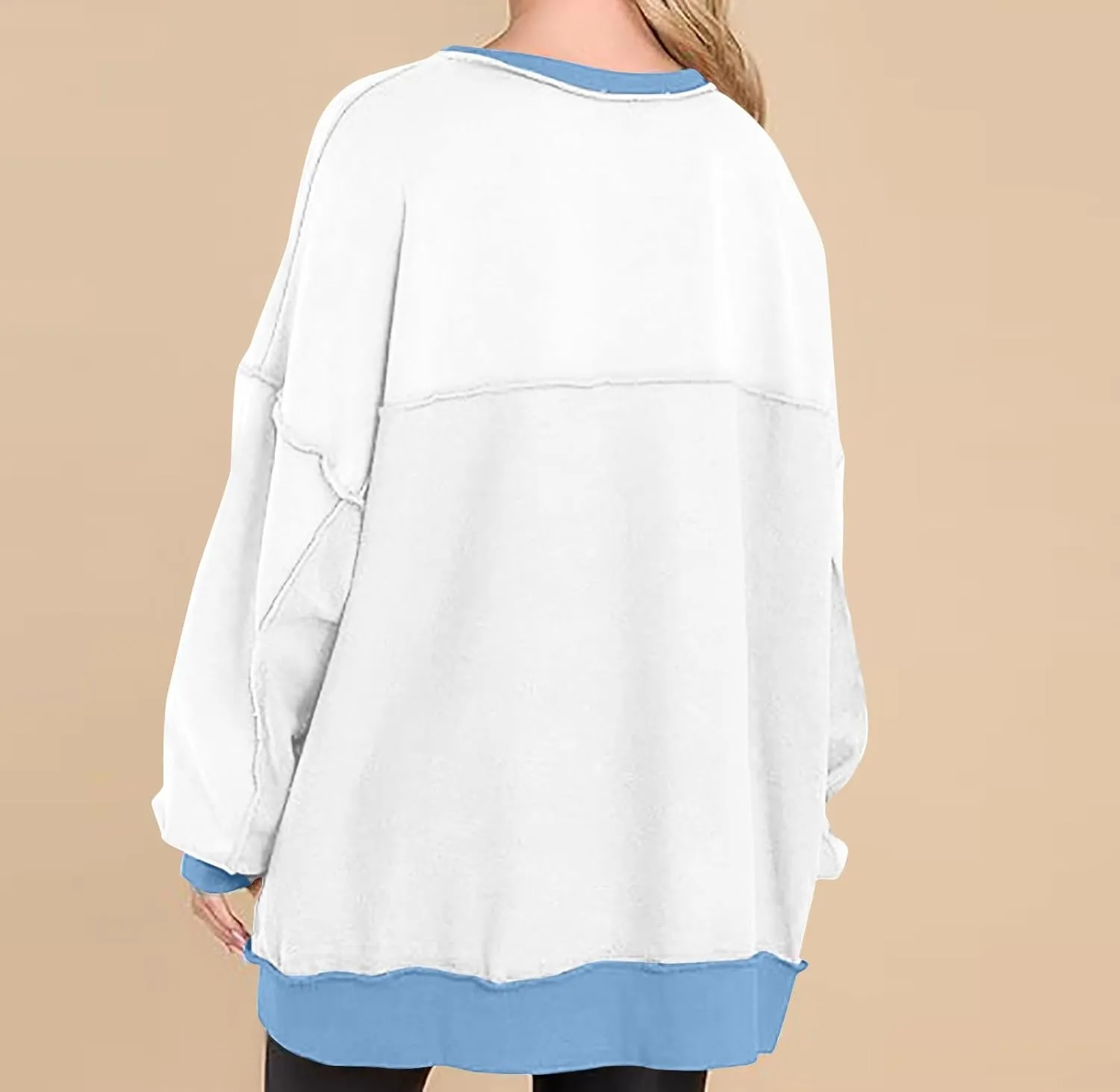 Womens Oversized Sweatshirts 2024 Fashion Fall Hoodies Long Sleeve V Neck Button Down Pullover Loose Fit Tops