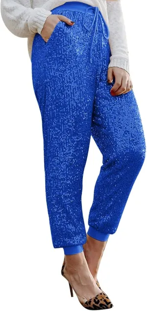 Womens Sequin Flare Pant Women Sequins Wide Leg Pants Fashion Shiny Hight Waist Flared High Waist Shiny Sequin