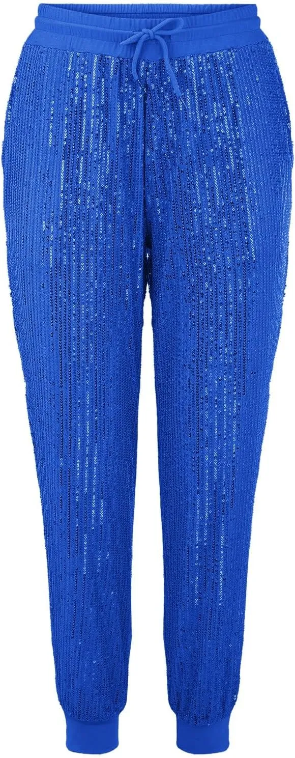 Womens Sequin Flare Pant Women Sequins Wide Leg Pants Fashion Shiny Hight Waist Flared High Waist Shiny Sequin