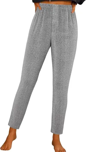 Womens Sequin Flare Pants Women Solid Casual Sequin Pocket Wide Leg Pants Zipper Loose Pants Night Out Clubwear