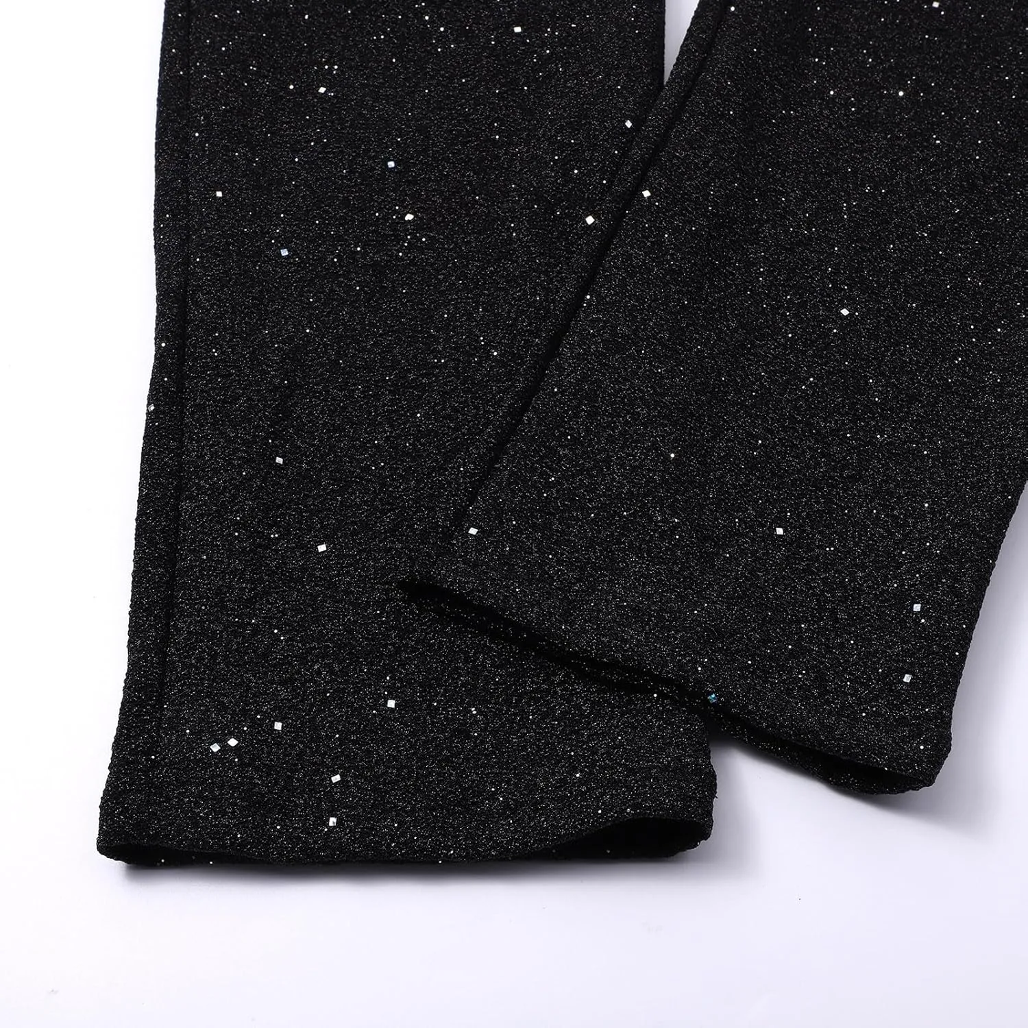 Womens Sequin Flare Pants Women Solid Casual Sequin Pocket Wide Leg Pants Zipper Loose Pants Night Out Clubwear