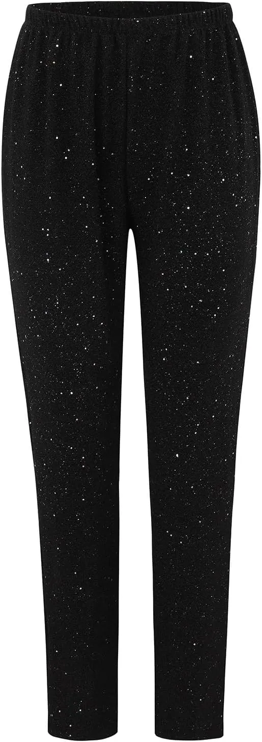 Womens Sequin Flare Pants Women Solid Casual Sequin Pocket Wide Leg Pants Zipper Loose Pants Night Out Clubwear