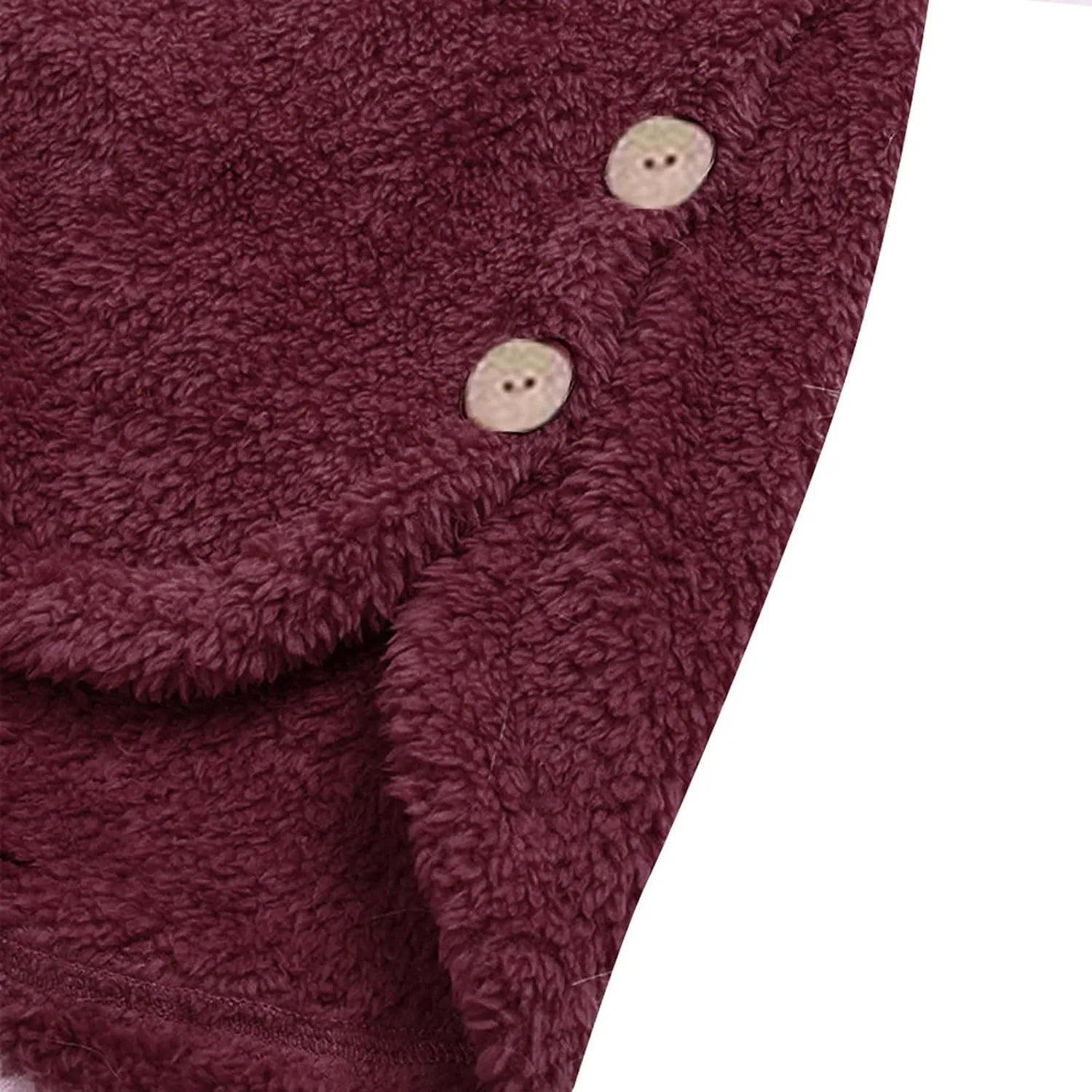 Womens Sherpa Hoodie Cute Cat Ear Dress Casual Pullover with Pocket Guitar Print Oversized Plush Warm Sweatshirts