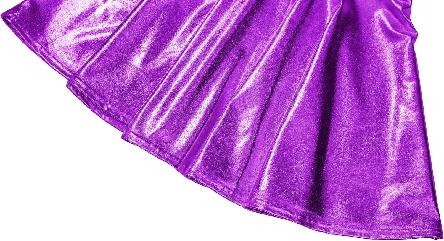 Women's Shiny Metallic Wet Look Stretchy Flared Mini Skater Skirt