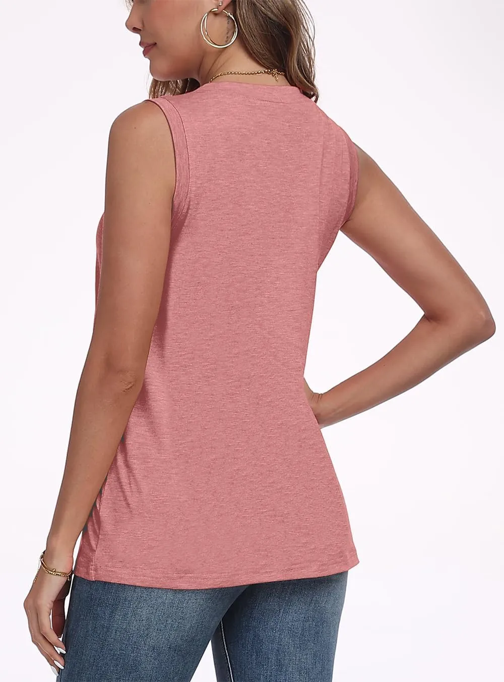 Womens Summer Tank Tops V Neck Sleeveless Tops Basic Trendy Outfits Beach Vacation Clothes 2025