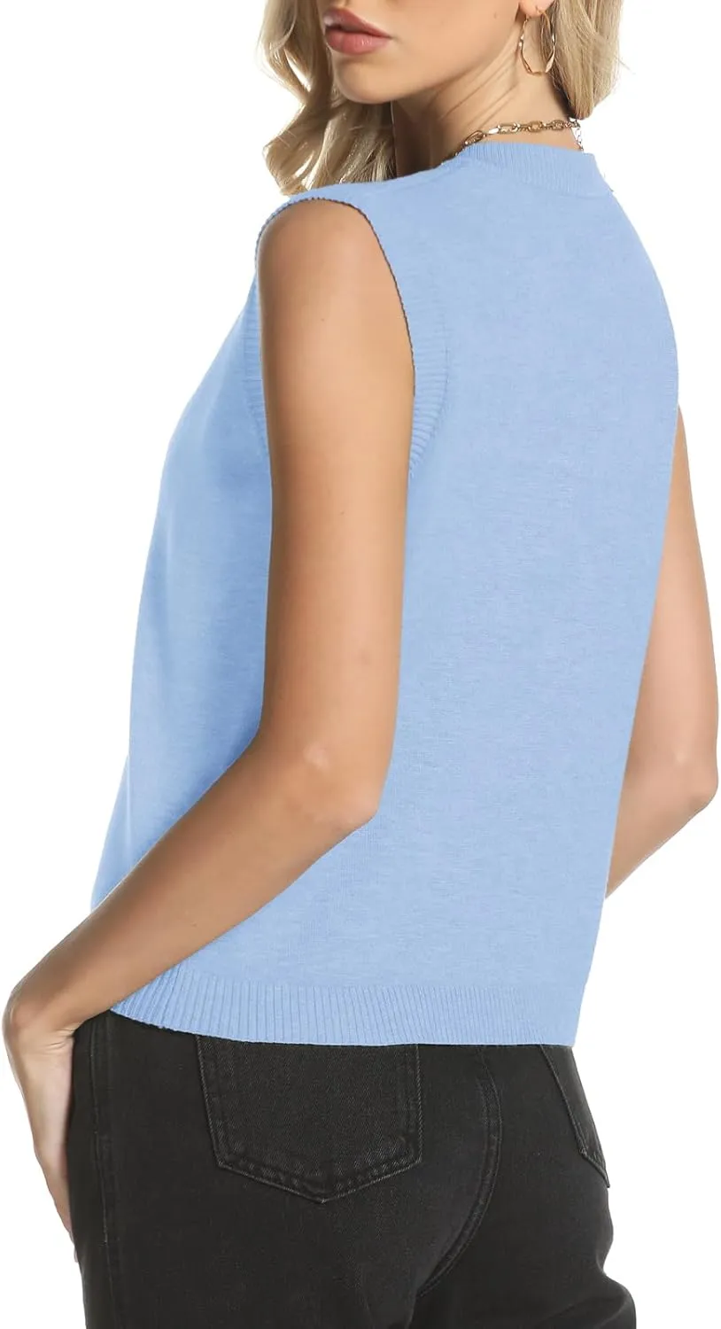 Womens Sweater Vest Summer Crewneck Button Down Tank Tops 2025 Trendy Sleeveless Knit Cardigan Crop Tops
