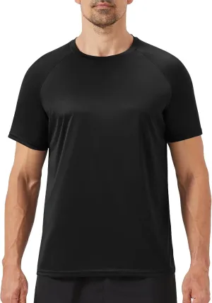 Workout Mens Shirts - Casual Black Dry Fit Moisture Wicking T-Shirts Crew Neck Short Sleeve for Gym Athletic Running