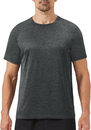 Workout Mens Shirts - Casual Black Dry Fit Moisture Wicking T-Shirts Crew Neck Short Sleeve for Gym Athletic Running