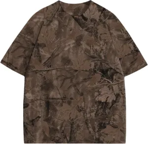 Y2k Camo Oversized Short Sleeve Crew Neck Baggy Shirts Maple Leaf Printed Tshirts Shirts for Women Men