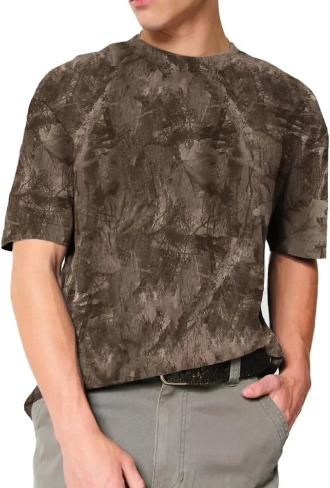 Y2k Camo Oversized Short Sleeve Crew Neck Baggy Shirts Maple Leaf Printed Tshirts Shirts for Women Men