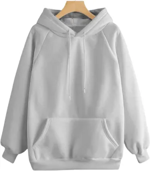 ZWRXW Women's Oversized Hoodies Drawstring Long Sleeve Basic Sweatshirt Casual Loose Fleece Pullover Trendy Teens Preppy Tops